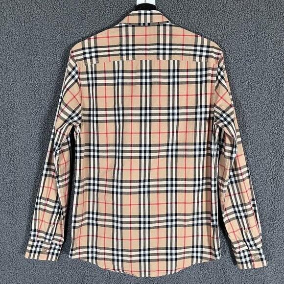 Burberry Nova Check Long Sleeve Button Down Shirt - Men's Size M - Tan - Picture 5 of 14